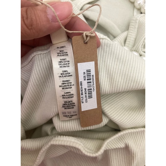 SKIMS Size 3X Ribbed Cotton Bodysuit Top BS-SCN-0653 NWT Rib 3XL Bone - Picture 2 of 8